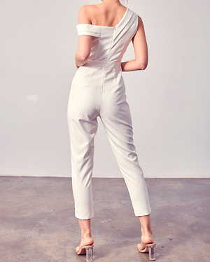 ONE SHOULDER JUMPSUIT - WHITE