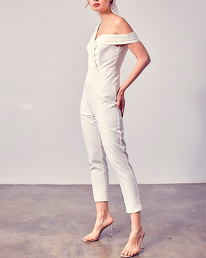 ONE SHOULDER JUMPSUIT - WHITE