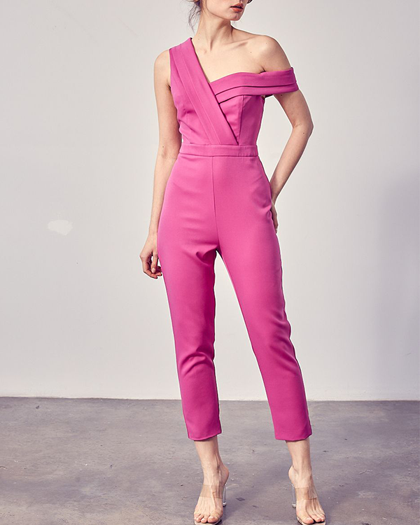 ONE SHOULDER JUMPSUIT - PINK