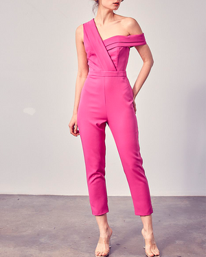 ONE SHOULDER JUMPSUIT - PINK