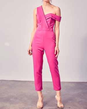 ONE SHOULDER JUMPSUIT - PINK