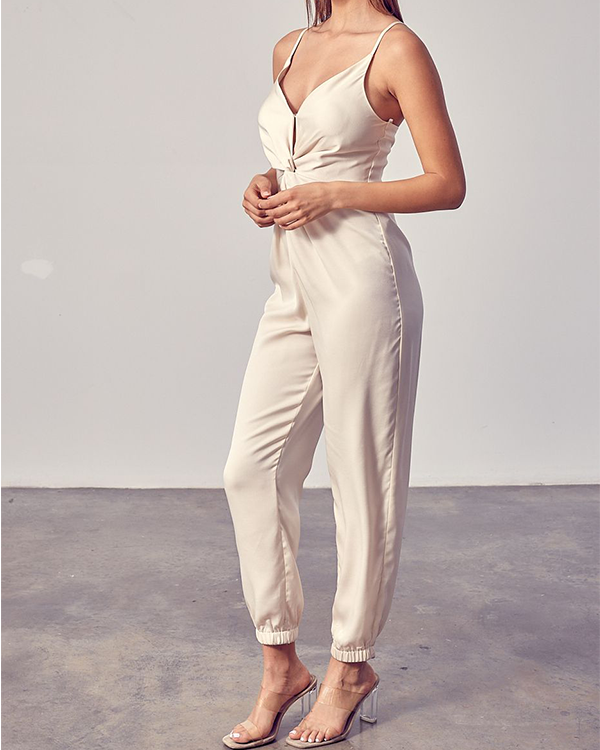 FRONT TWIST JUMPSUIT - IVORY