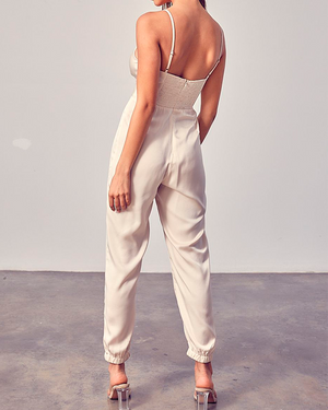 FRONT TWIST JUMPSUIT - IVORY