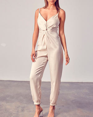 FRONT TWIST JUMPSUIT - IVORY